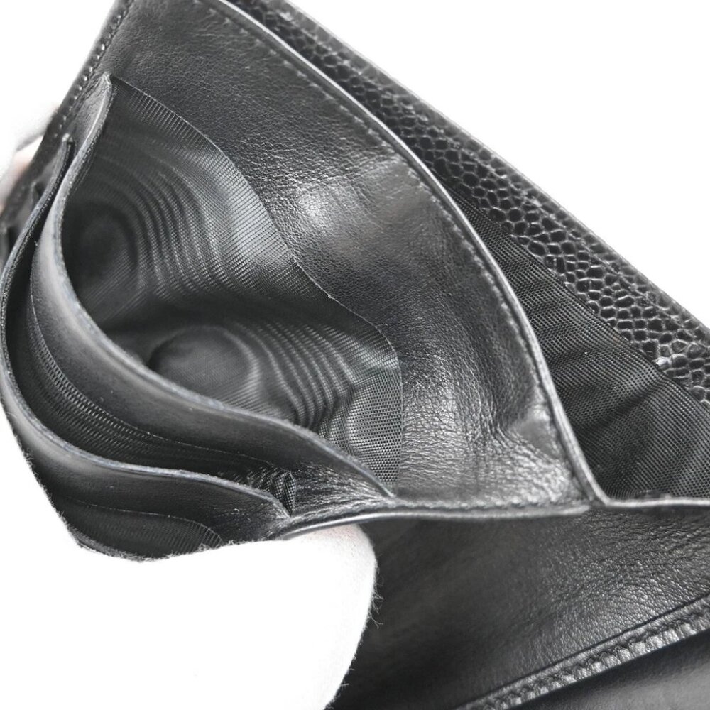CHANEL CC LOGO Long Bifold Wallet Grained Calfskin Leather Black France - Picture 7 of 14